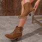 Damen Cowboystiefel mit modischem Stickdesign und komfortablem Absatz Fudus