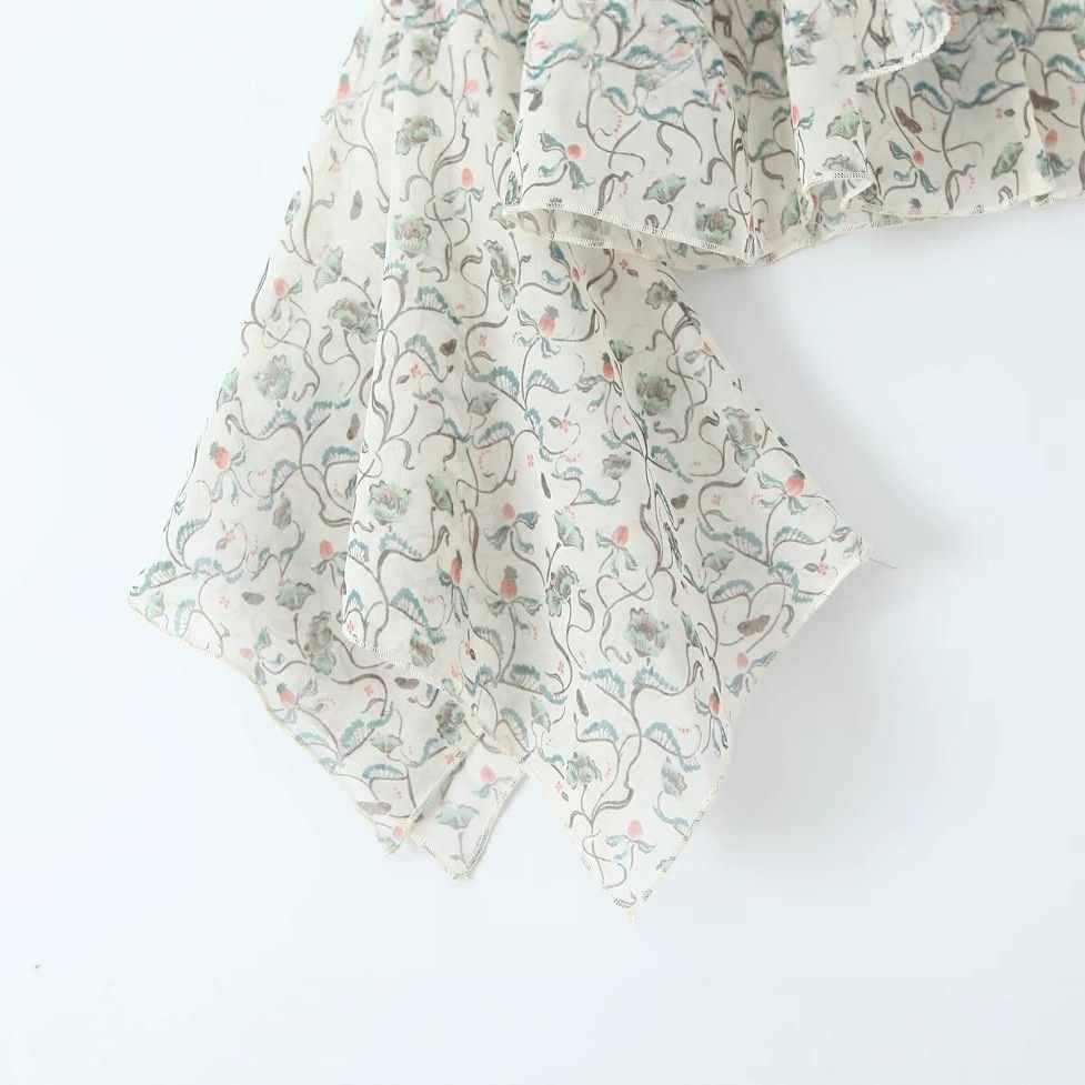 Damen lässige Bluse mit eleganten Glockenärmeln und floralem Design Fudus