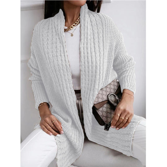 Damen Grobstrick Cardigan mit offenem Schnitt und modischem Strukturdesign Fudus