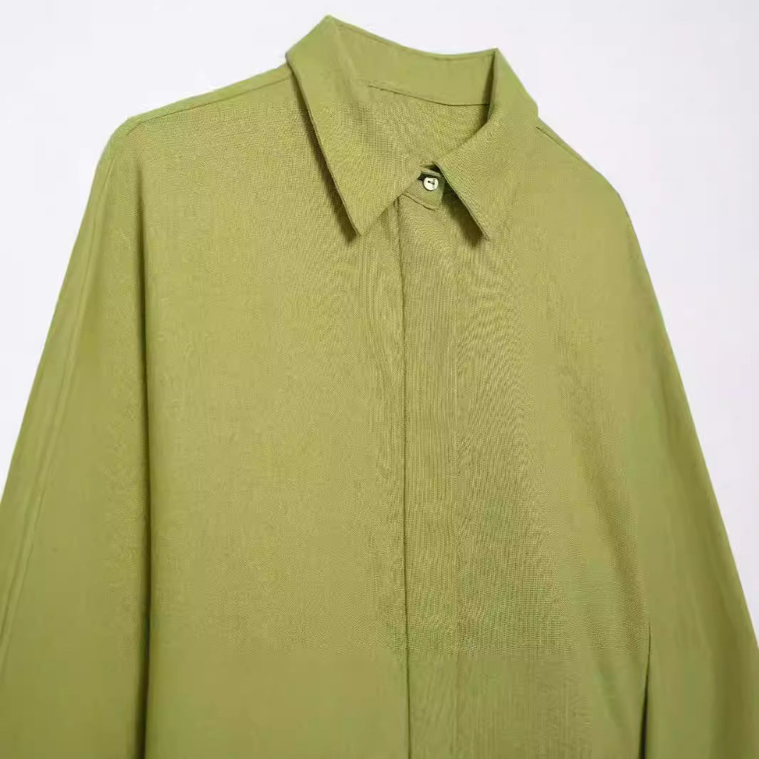 Damen lässige Oversize-Hembluse aus leichtem Baumwollmix mit klassischen Details Fudus