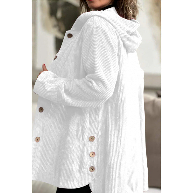 Damen kuschelige Kapuzenjacke aus feinem Cordstoff Fudus