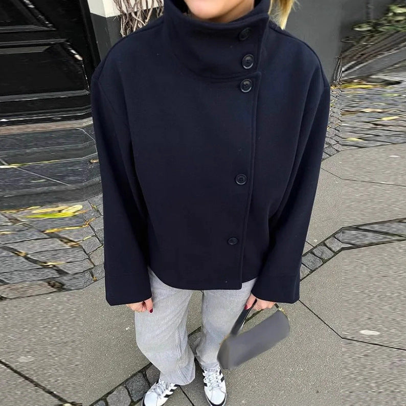 Damen lässige Blousonjacke mit hochschließendem Kragen Fudus