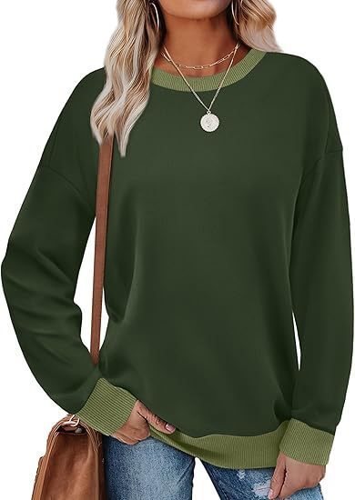 Damen lässiger Sweatshirt mit kontrastierenden Bündchen Fudus