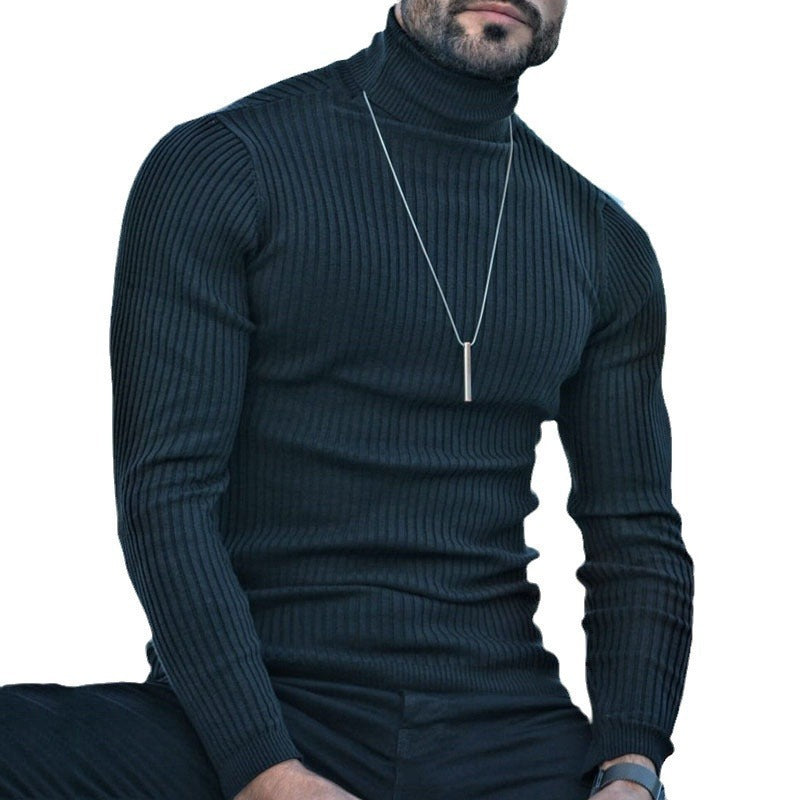 Herren Hochwertiger Rollkragenpullover mit strukturiertem Design Fudus