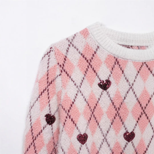 Damen Kuscheliger Pullover mit Herzdesign Fudus