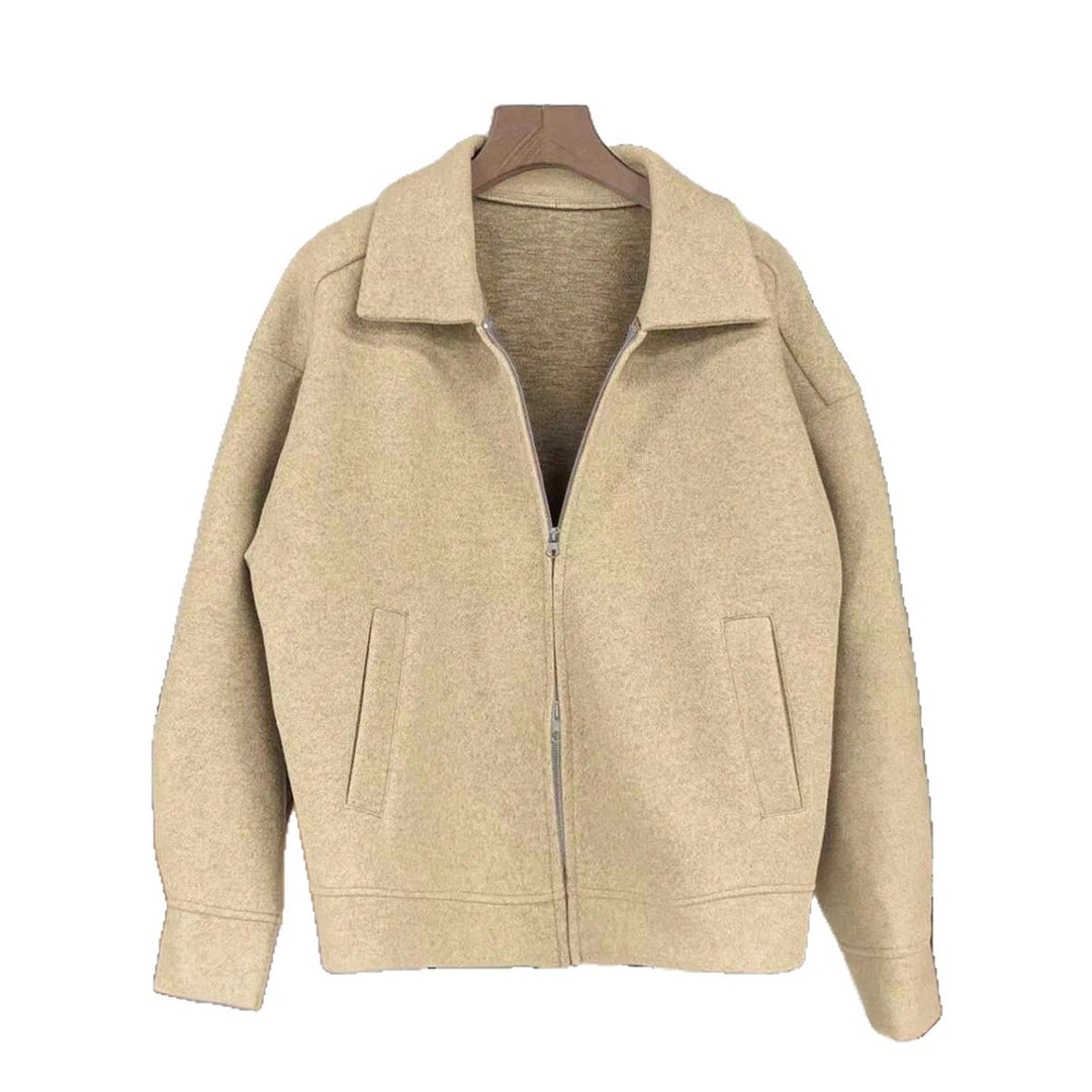 Damen lässige Oversize-Jacke mit durchgehendem Reißverschluss und Taschen Fudus