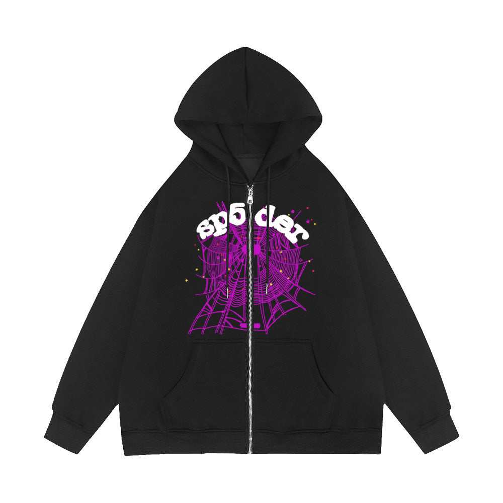 Damen Kapuzenjacke mit einzigartigem Spinnennetz-Design und auffälligem Grafikdruck Fudus