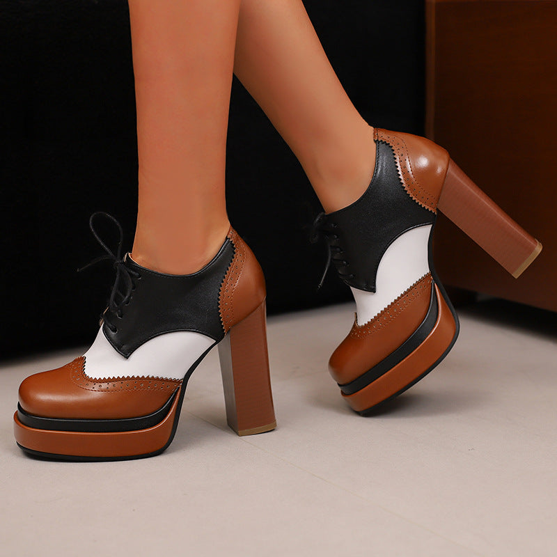 Damen Schnürpumps mit auffälligem Blockabsatz Fudus