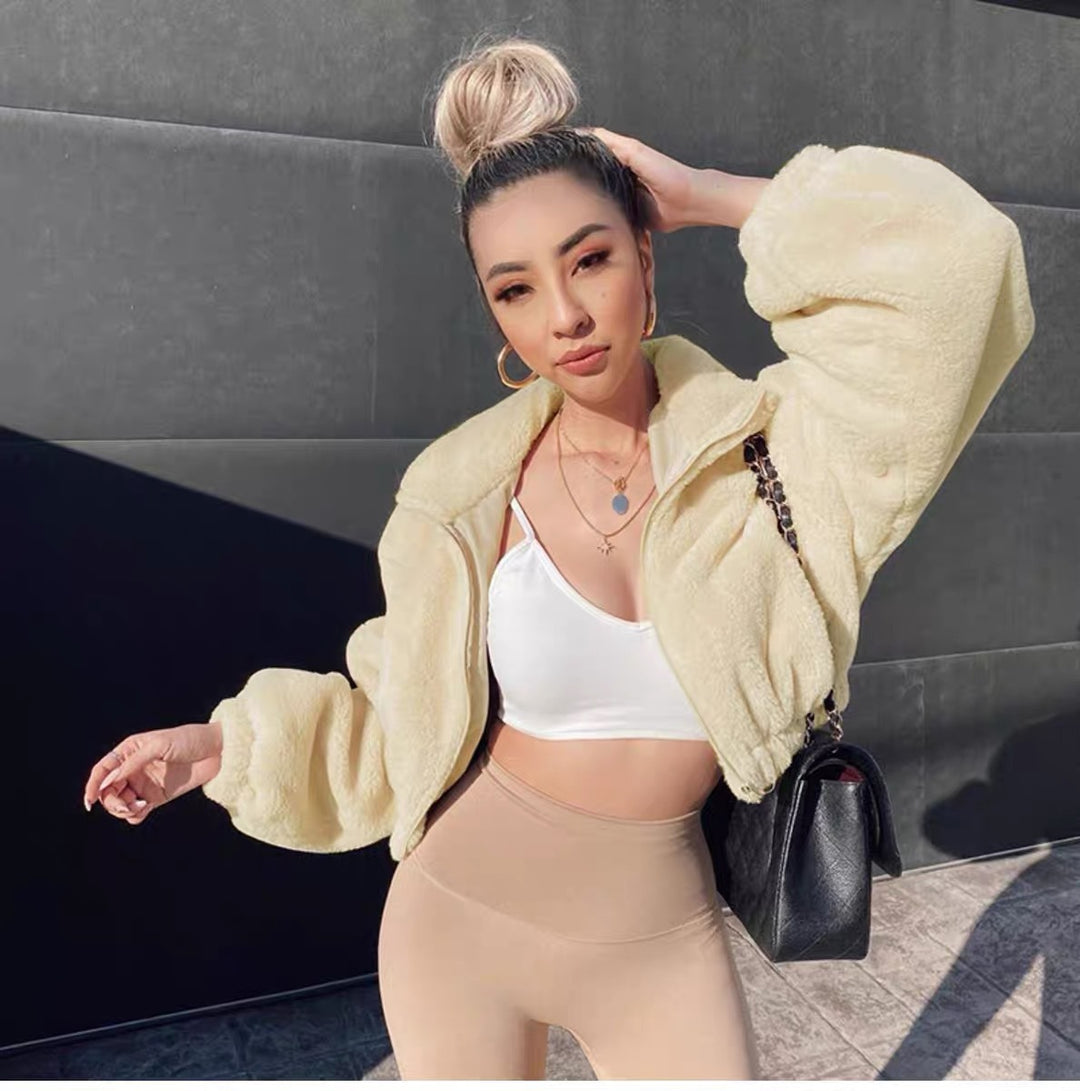 Damen kuschelige Fleecejacke mit oversized Schnitt Fudus