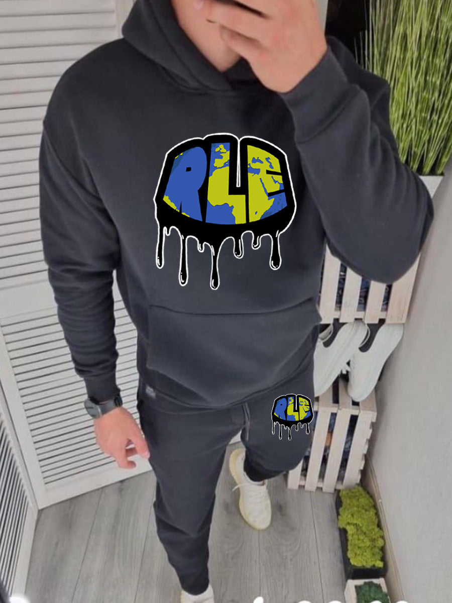 Damen Kapuzenpullover und Jogginghose Set mit kreativem Graffiti-Design Fudus