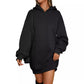Damen Hoodie-Kleid mit oversize Schnitt und Kängurutasche Fudus