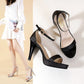 Damen High-Heel Sandalen mit Funkelndem Riemendesign und Komfortablem Plateau