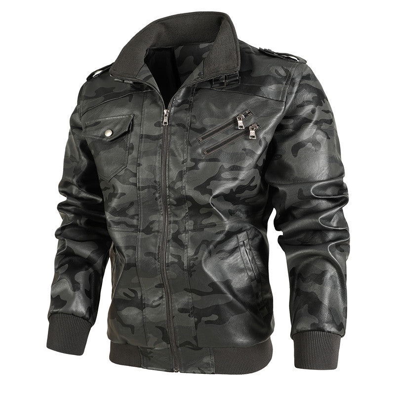 Herren Camouflage Lederjacke Fudus