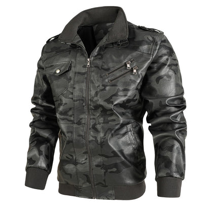 Herren Camouflage Lederjacke Fudus