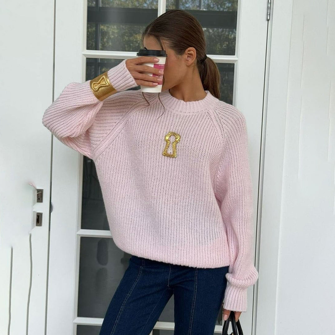 Damen Grobstrickpullover mit lässigem Schnitt und Raglanärmeln Fudus
