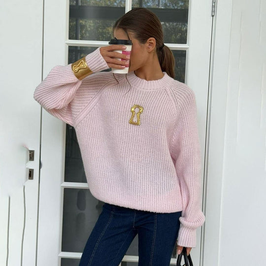 Damen Grobstrickpullover mit lässigem Schnitt und Raglanärmeln Fudus