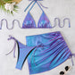 Bikini Set Damen Schimmernd Triangle Wickelrock
