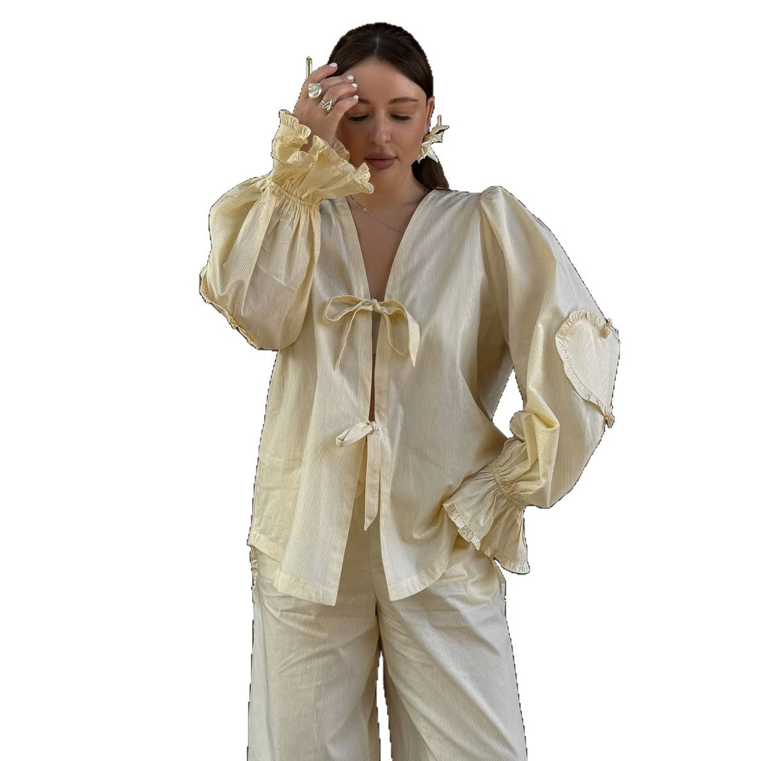 Damen lässige Bluse mit Rüschendetails und tailliertem Schnitt Fudus