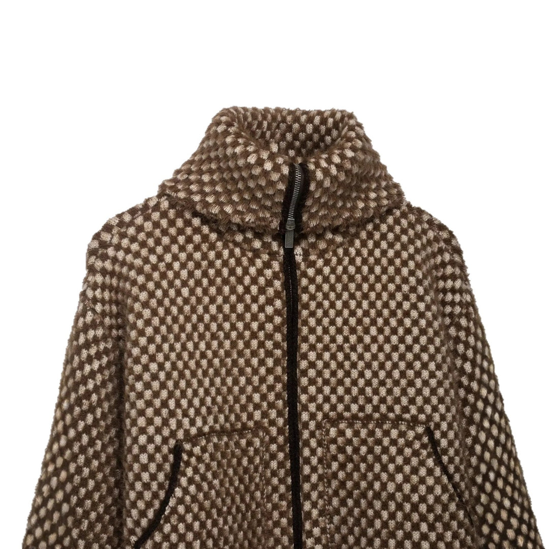 Damen kuschelige Kurzjacke mit Stehkragen und praktischen Taschen Fudus