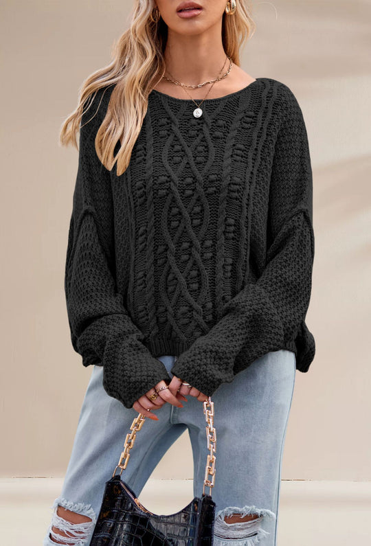 Damen Grobstrickpullover mit besonderen Details Fudus