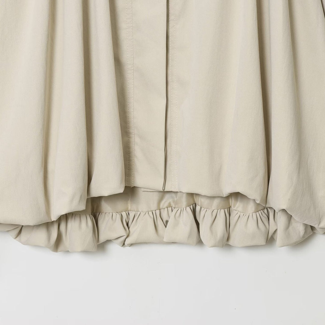 Damen lässige Bluse mit voluminösen Ärmeln und dekorativem Knopf Fudus