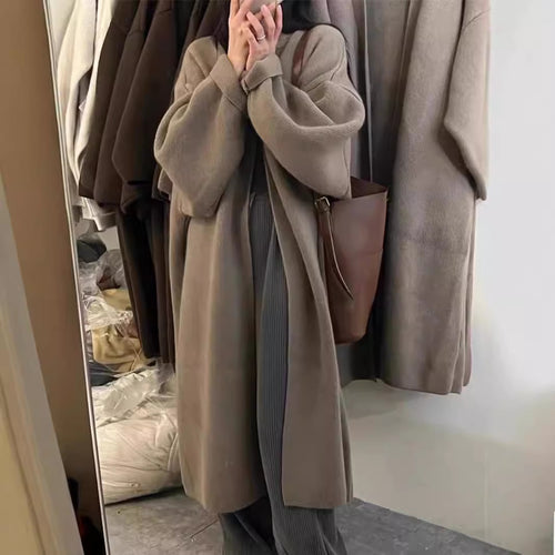 Damen Kuscheliger Strickponcho mit breiten Ärmel Fudus