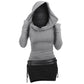 Damen Hoodie-Kleid mit Wickelkragen und figurbetontem Schnitt Fudus