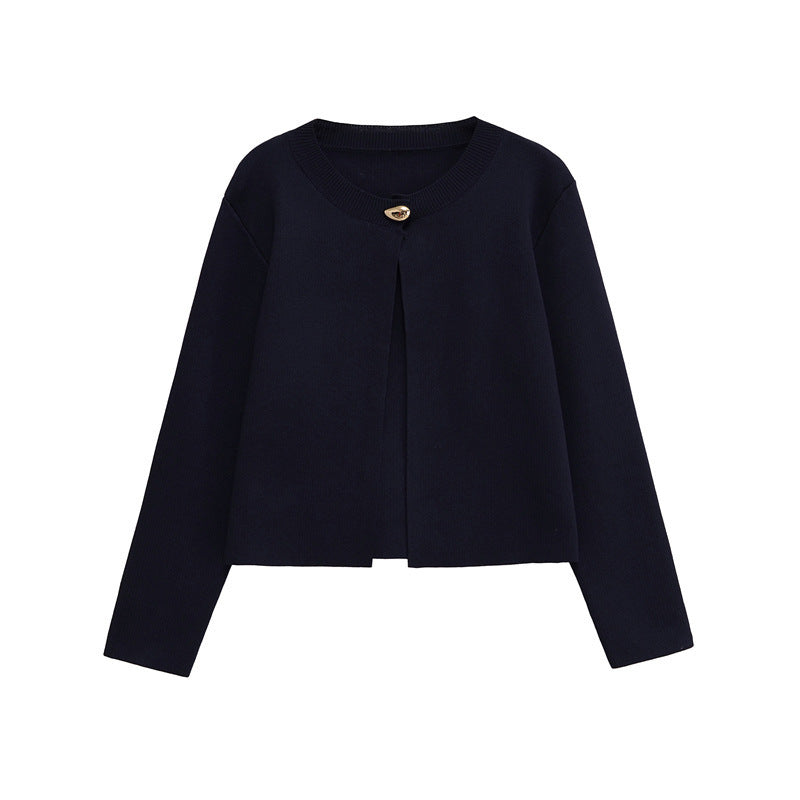 Damen kurze Strickjacke mit Knopfverschluss Fudus