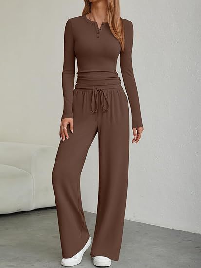 Damen Langärmliges Lounge-Set mit verstellbarem Taillenzug Fudus