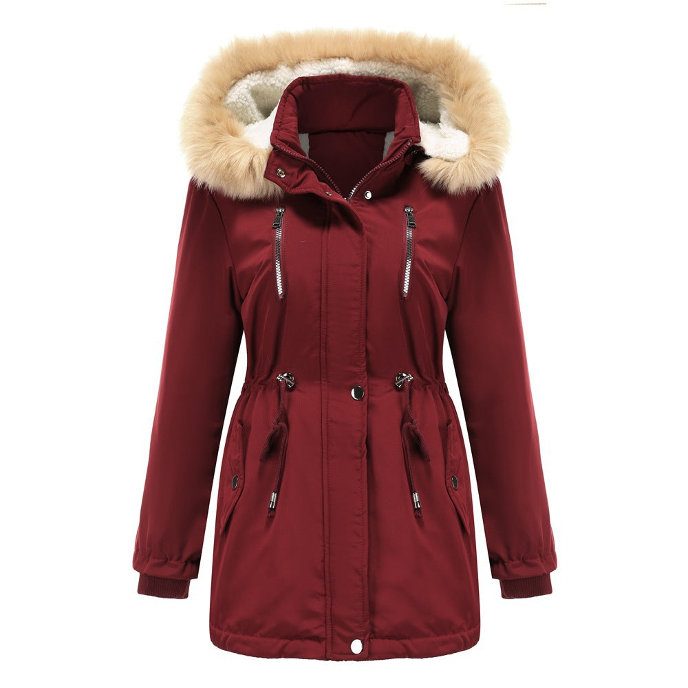 Damen isolierte Winterjacke mit abnehmbarem Kunstfellkragen Fudus