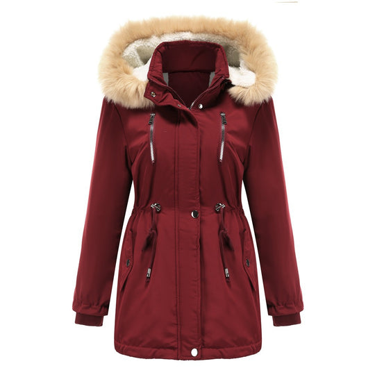 Damen isolierte Winterjacke mit abnehmbarem Kunstfellkragen Fudus