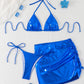 Bikini Set Damen Schimmernd Triangle Wickelrock