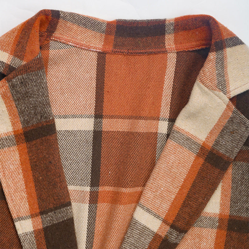 Damen Karierter Blazer aus weichem Wollmix Fudus