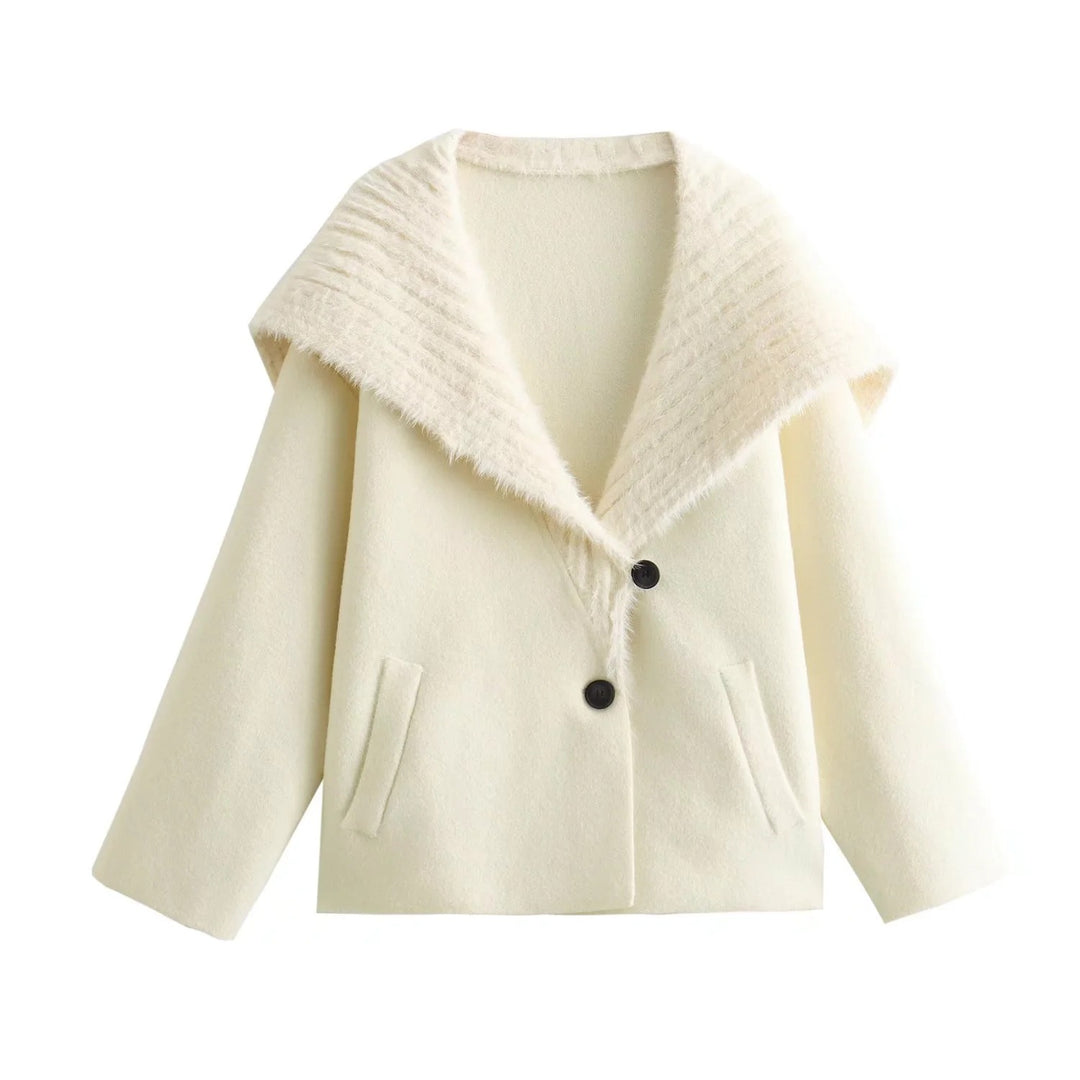 Damen Kuschelige Fleecejacke mit breitem Kragen Fudus