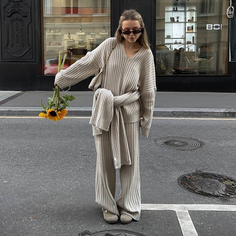 Damen komfortabler Strickanzug mit lässigem Schnitt und weich fließendem Material Fudus