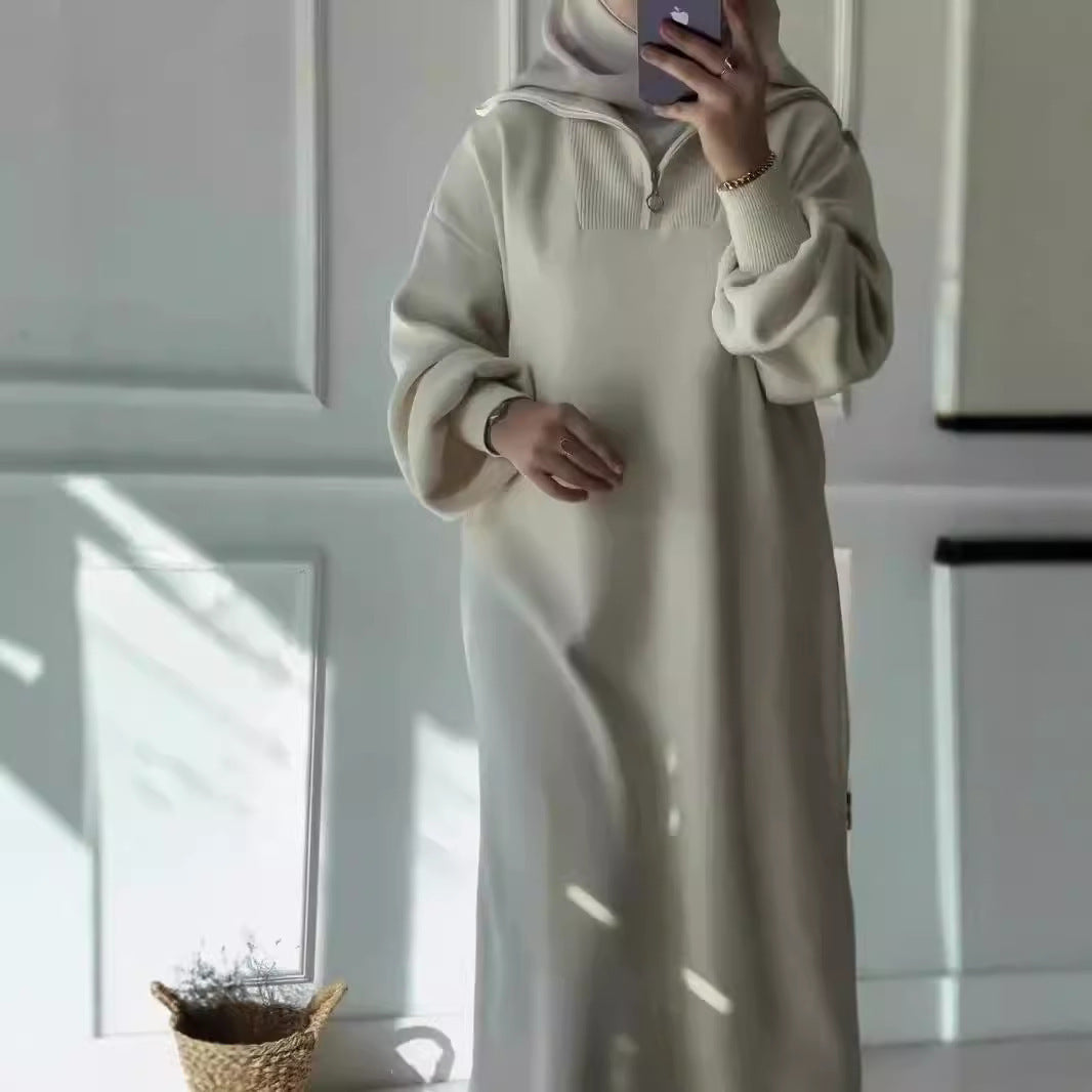 Damen Kapuzenkleid mit Reißverschluss und lässigem Schnitt Fudus