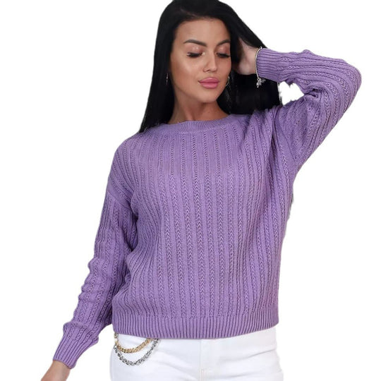Damen Grobstrickpullover mit strukturiertem Muster Fudus