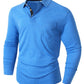Herren lässiges Langarm-Polo mit innovativem Kragen-Design und praktischer Brusttasche Fudus