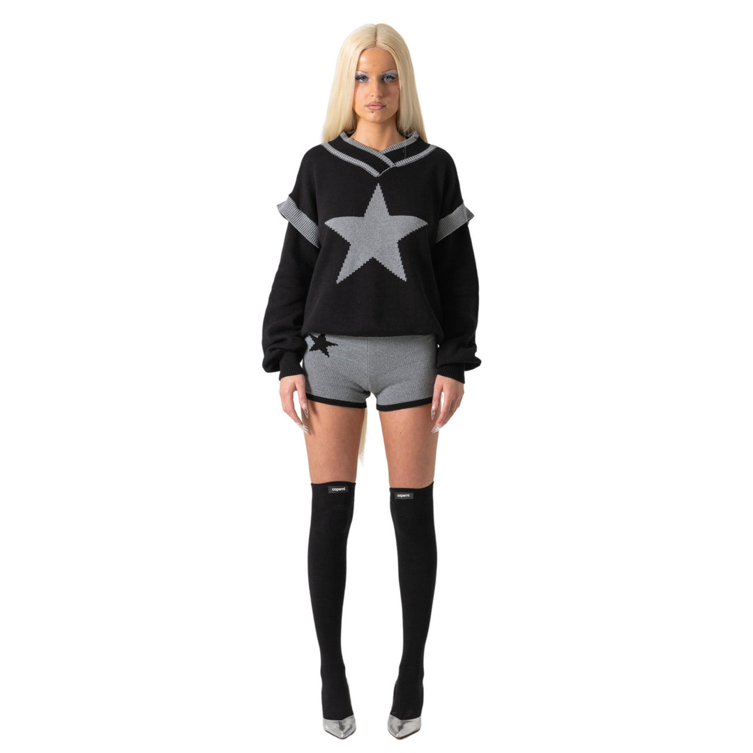 Damen Kuscheliger Strickpullover mit Sternmotiv Fudus