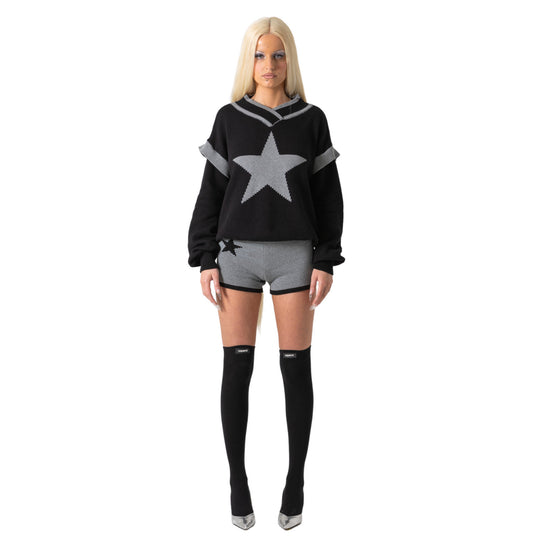 Damen Kuscheliger Strickpullover mit Sternmotiv Fudus