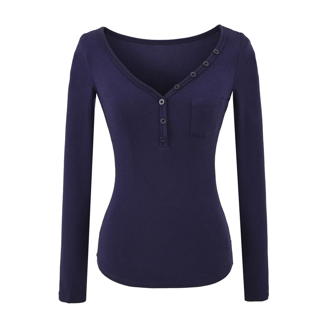 Damen langärmeliges Henley-Shirt Fudus