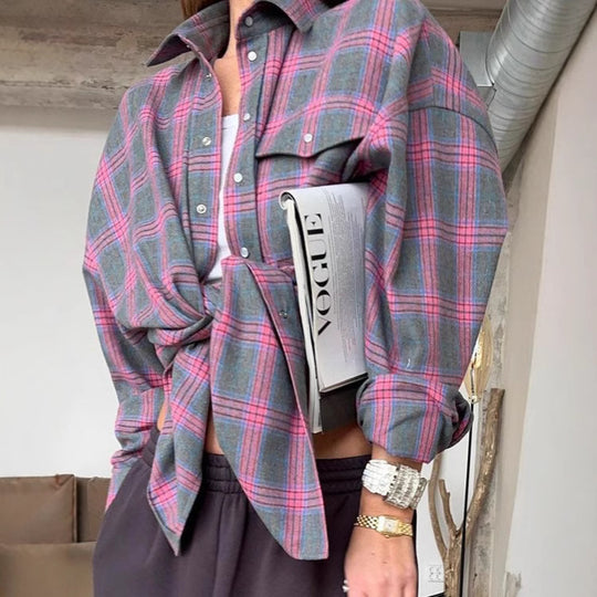 Damen Karierte Overshirt Fudus