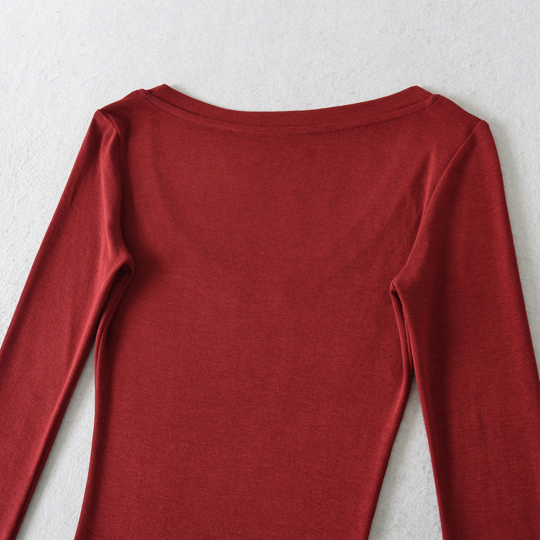 Damen langärmliges T-Shirt mit elegantem Rundhalsausschnitt Fudus