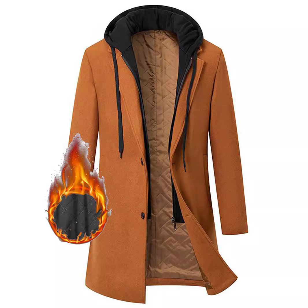 Damen langer Mantel mit Kapuze Fudus