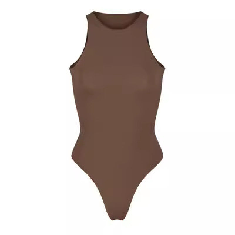 Damen Body Sportlich Hoher Hals Elegant Schlicht Dehnbar