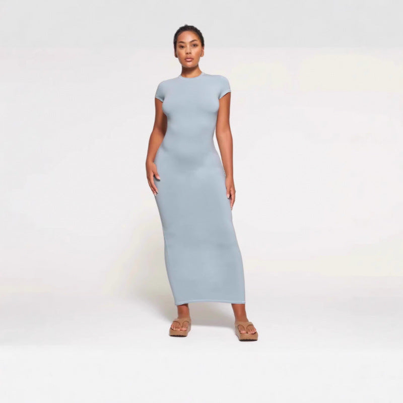 Damen Figurbetontes Maxikleid mit kurzen Ärmeln