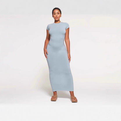 Damen Figurbetontes Maxikleid mit kurzen Ärmeln