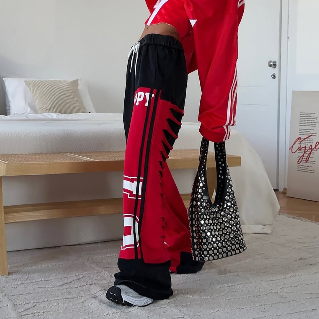 Damen lässige Cargohose mit einzigartigen Cut-Outs und auffälligen Details Fudus