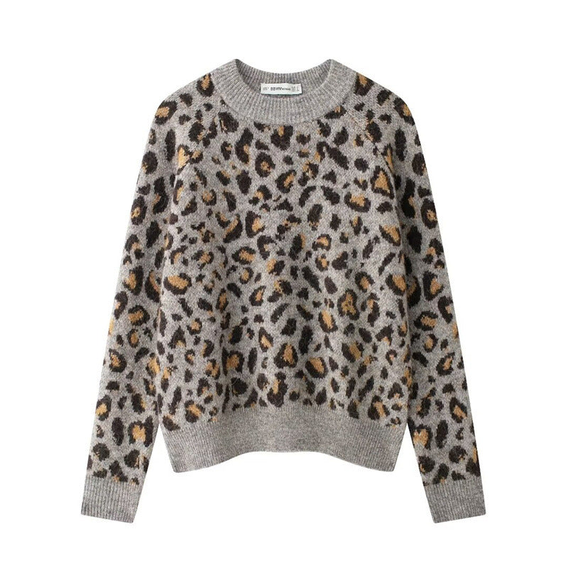 Damen Kuscheliger Strickpullover mit modernem Leopardenmuster Fudus
