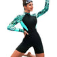 Damen Modischer Neoprenanzug Mit Langen Ärmeln Und Floral Muster